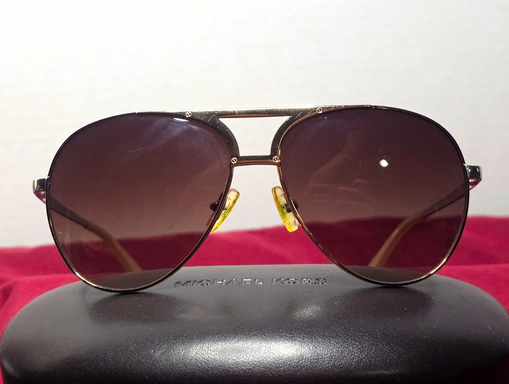 Michael Kors Key Largo M2051S Aviator Sunglasses Gold Metal Brown Gradient